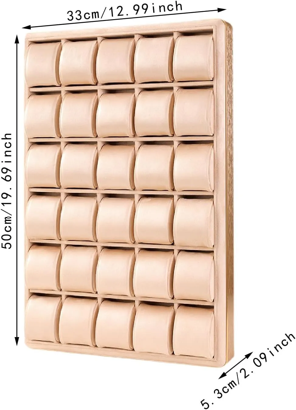 Watch Display Tray Holder, Showing Plate Large Multipurpose 30 Grids Jewelry Organizer Wristwatches Case for Show Office Gift, Khaki