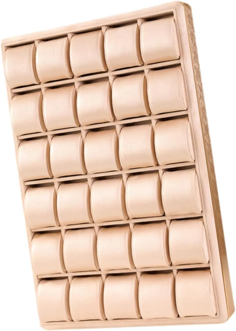 Watch Display Tray Holder, Showing Plate Large Multipurpose 30 Grids Jewelry Organizer Wristwatches Case for Show Office Gift, Khaki