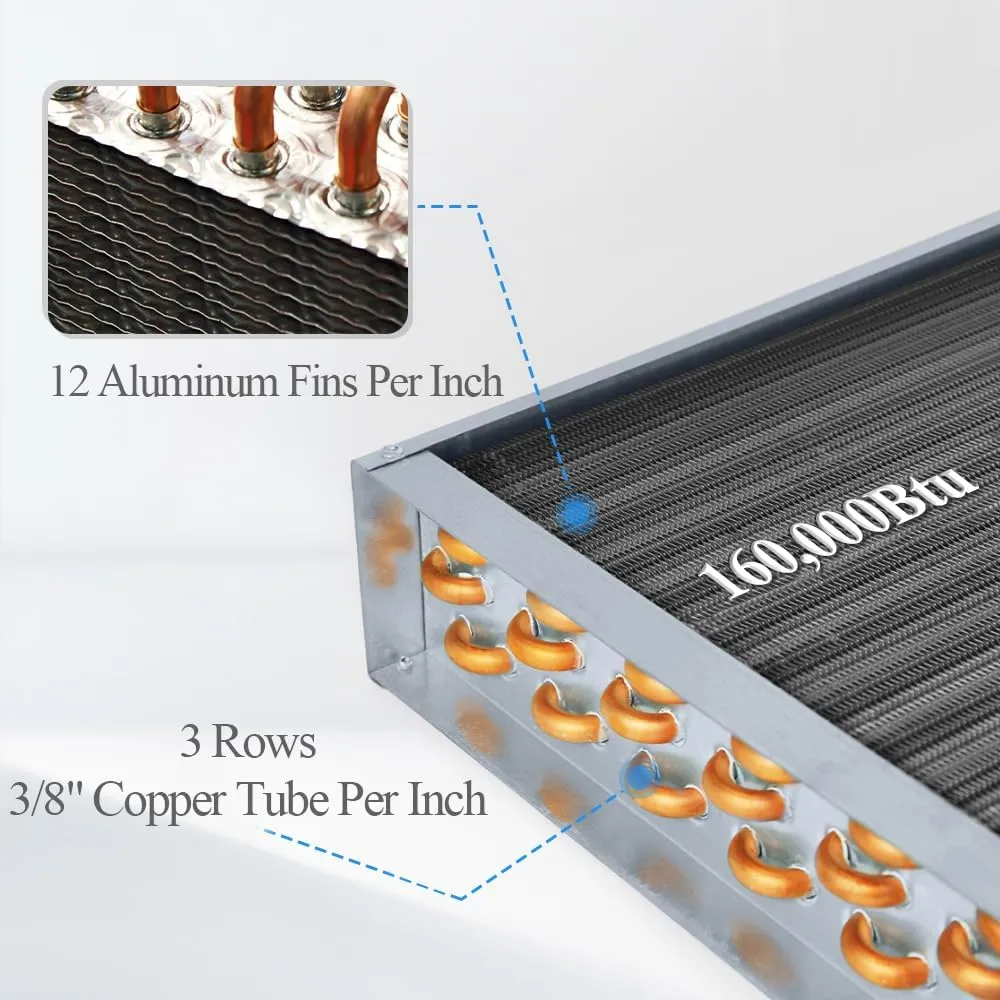 Water to Air Heat Exchanger 20x20 with Copper Ports for Outdoor Wood Furnaces, Residential Heating and Cooling, and Forced Air Heating (20x20)
