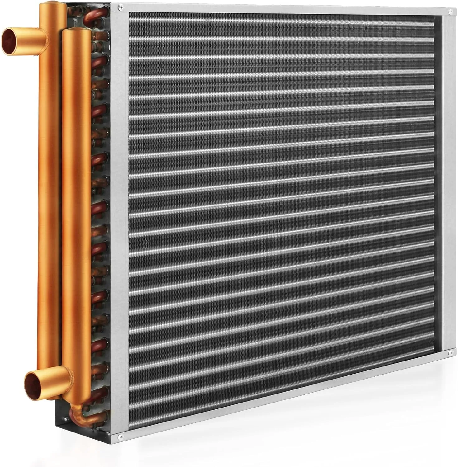 Water to Air Heat Exchanger 20x20 with Copper Ports for Outdoor Wood Furnaces, Residential Heating and Cooling, and Forced Air Heating (20x20)