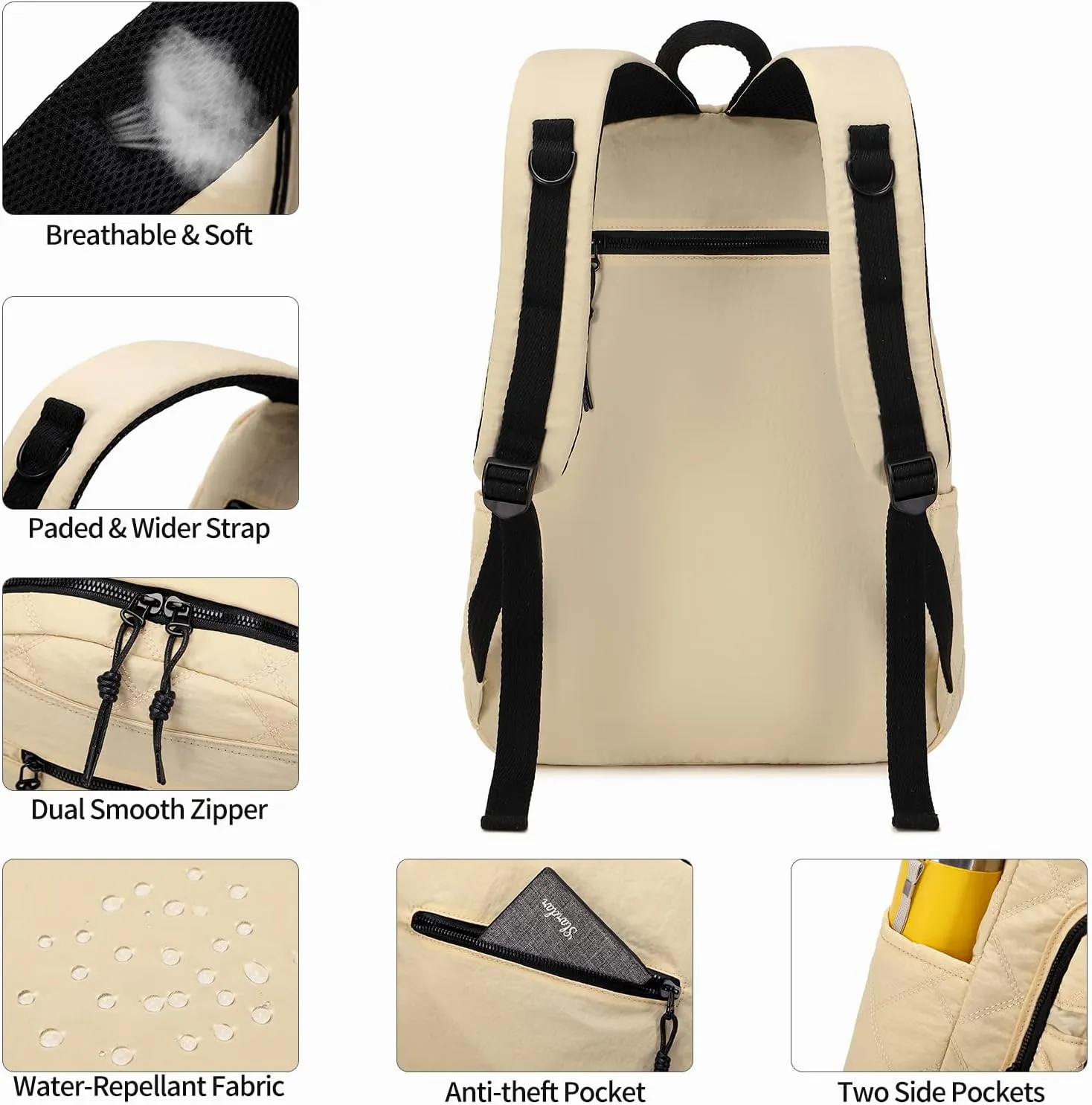 Waterproof 15.6" Laptop Backpack for Women and Men, Hiking Travel Purse