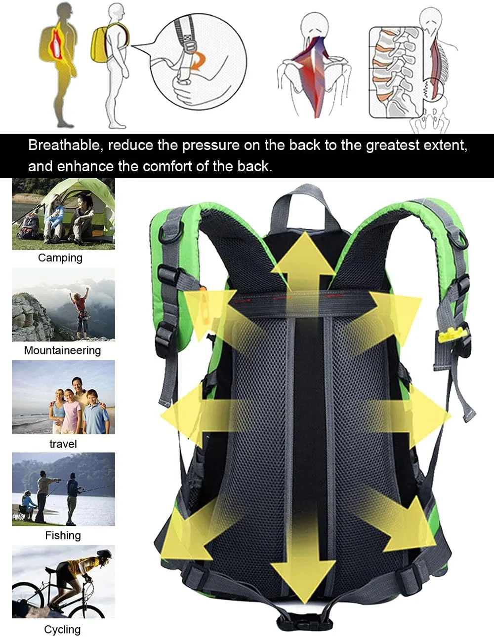 Waterproof 40L Outdoor Sports Mountaineer Hiking Trekking Cycle Camping Backpack Bag
