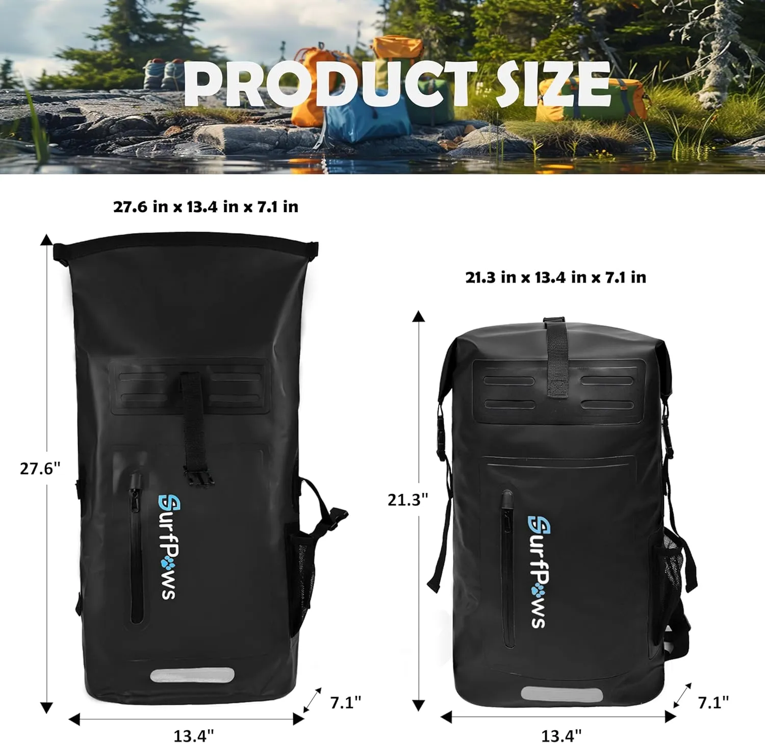 Waterproof Backpack - Outdoor Dry Bag for Boating, Camping, Rafting, Fishing, and More, with Waterproof Phone Pouch (Black, 35L)
