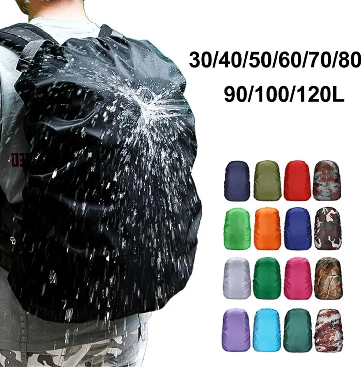 Waterproof Backpack Rain Cover 2pcs Waterproof Backpack Rain Cover Rain Cover Backpack Waterproof Bag Hiking Camping Bags Large Rain Cover for Hiking，Camping(50-60L Green)