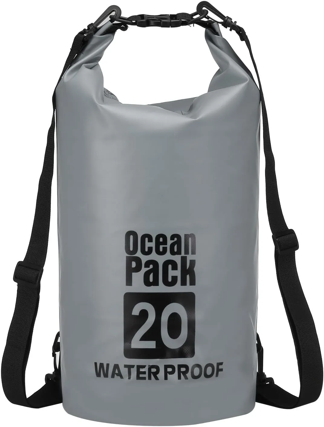 Waterproof Dry Bag, 20L Fit for Women Men Water Proof Bags Lightweight Dry Storage Floating Backpack with Whistle for Travel Backpacking Boating Kayaking Camping (Gray)