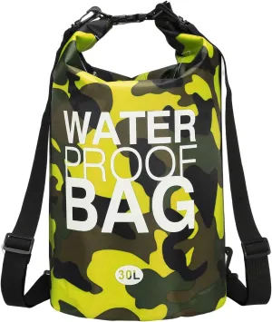 Waterproof Dry Bag, 30L Fit for Women Men Water Proof Bags Lightweight Dry Storage Floating Backpack with Whistle for Travel Boating Kayaking (Yellow Camouflage)