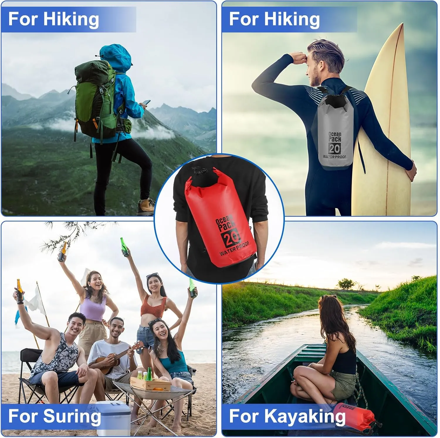 Waterproof Dry Bag, 30L Fit for Women Men Water Proof Bags Lightweight Dry Storage Floating Backpack with Whistle for Travel Boating Kayaking (Yellow Camouflage)