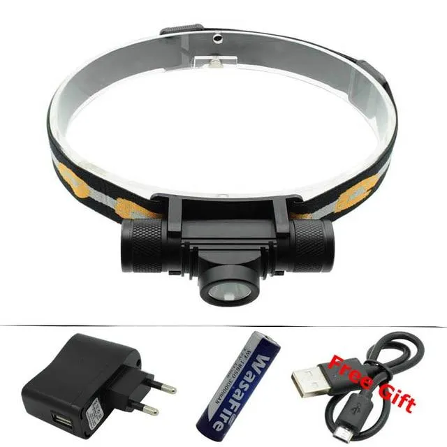 Waterproof Headlight L2 LED USB Headlamp Bicycle Torch Head Lamp Fishing Flashlight Led Bike Light by 18650 Rechargeable Battery