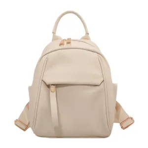 Waterproof Solid Color Leather Backpack for College Travel