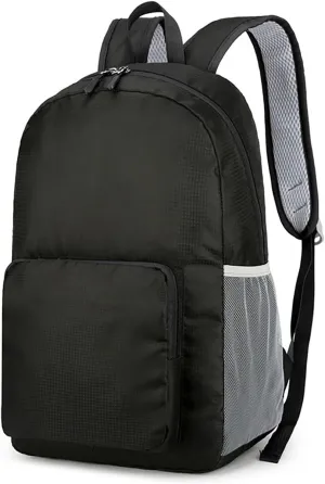 Waterproof Ultralight Foldable Backpack for Outdoor Travel & Camping, 16-Inch Packable Daypack (Black)