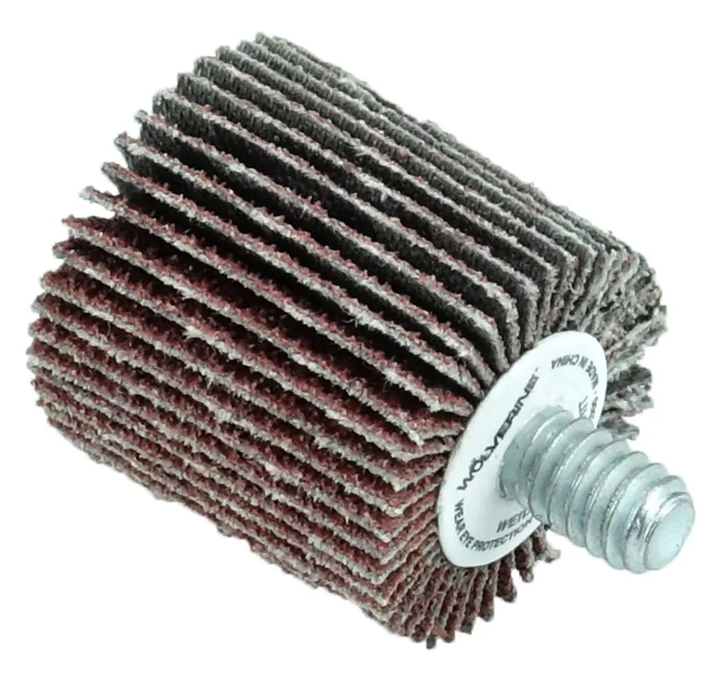 Weiler 30746 1" x 1" x 80AO Wolverine Coated Abrasive Flap Wheel, 1/4-20 Threaded Stem (Pack of 10)