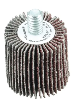 Weiler 30746 1" x 1" x 80AO Wolverine Coated Abrasive Flap Wheel, 1/4-20 Threaded Stem (Pack of 10)