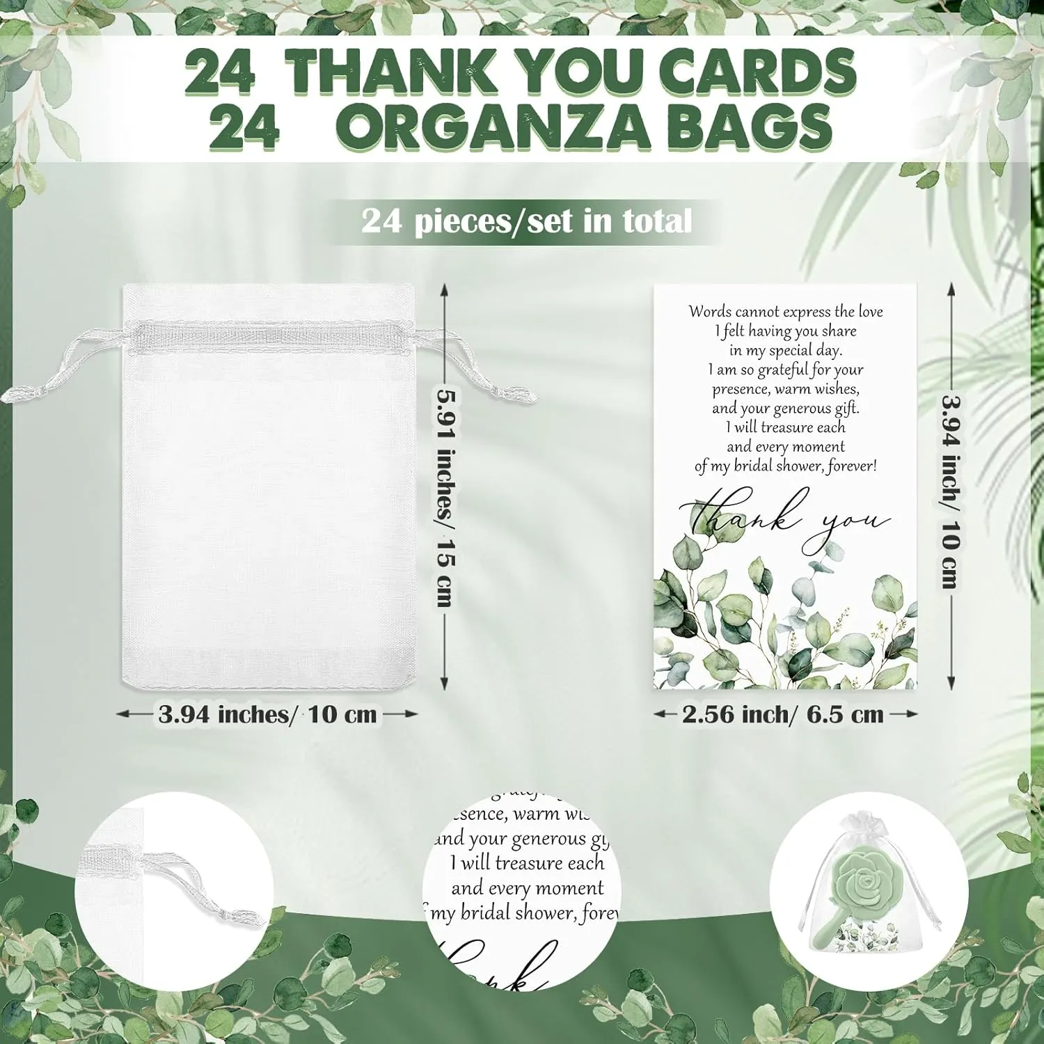 Wenqik 24 Sets Bridal Shower Favors Rose Compact Mirrors Bulk Wedding Favors for Guests Rose Compact Handheld Mirrors with Thank You Cards and Organza Bags Wedding Party Guests Souvenir Gifts (Green)