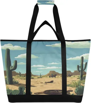 Western Cowboy Reusable Insulated Lunchbox Cooler Bag, Leakproof Kitchen Grocery Bag Collapsible Portable Cooler Tote Bag for Picnic, Camping, Office, Travel