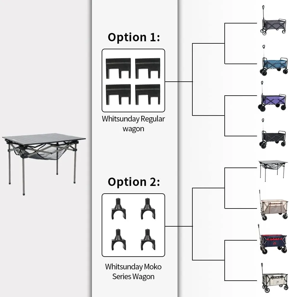 Whitsunday Aluminum Folding Outdoor Camping Table Compatible with Wagons (Carbon Black, Square (H))