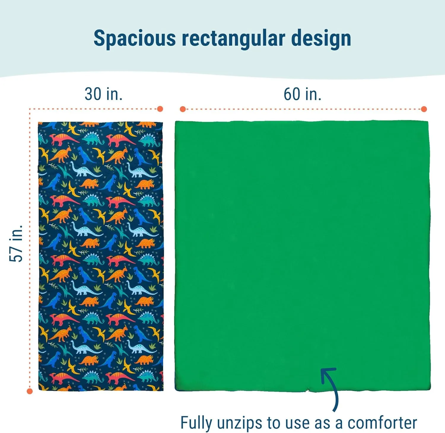 Wildkin Kids Sleeping Bag – Roll-Up Design with Storage Bag for School, Travel & Camping - Jurassic Dinosaurs