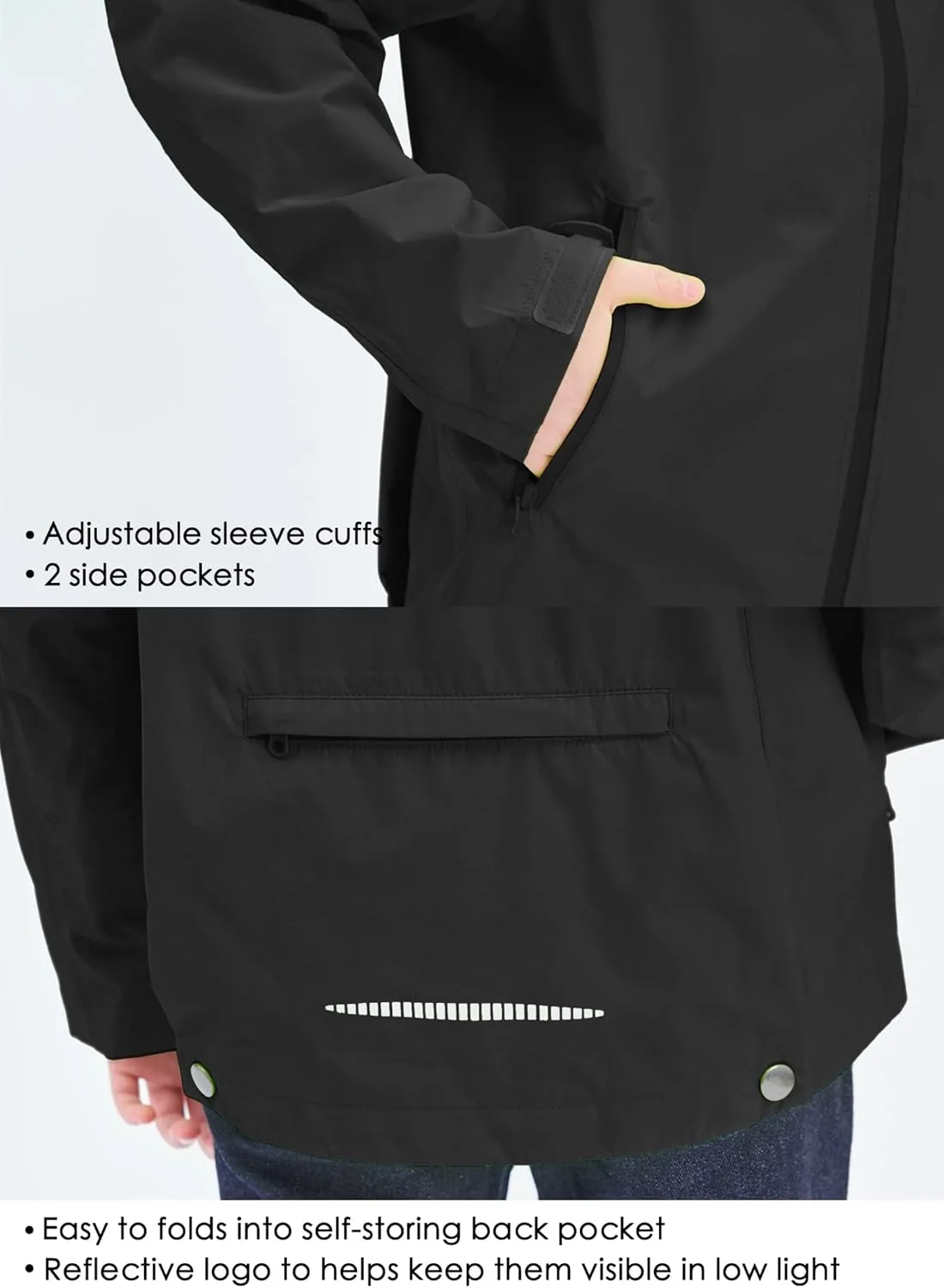 Willit Boys Rain Jackets Lightweight Waterproof Raincoats Hooded Windbreakers for Kids Cycling Outdoor
