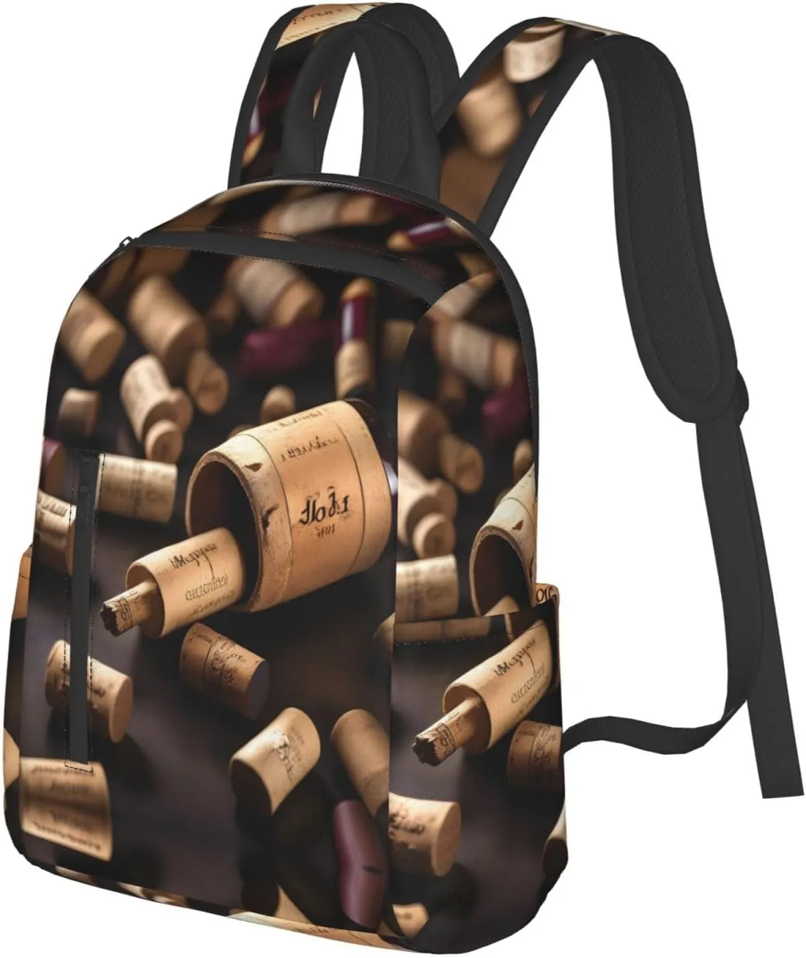 Wine Bottle Cork Print Lightweight Backpack, Travel Bookbag College Bag,Laptop Backpack For Men Women