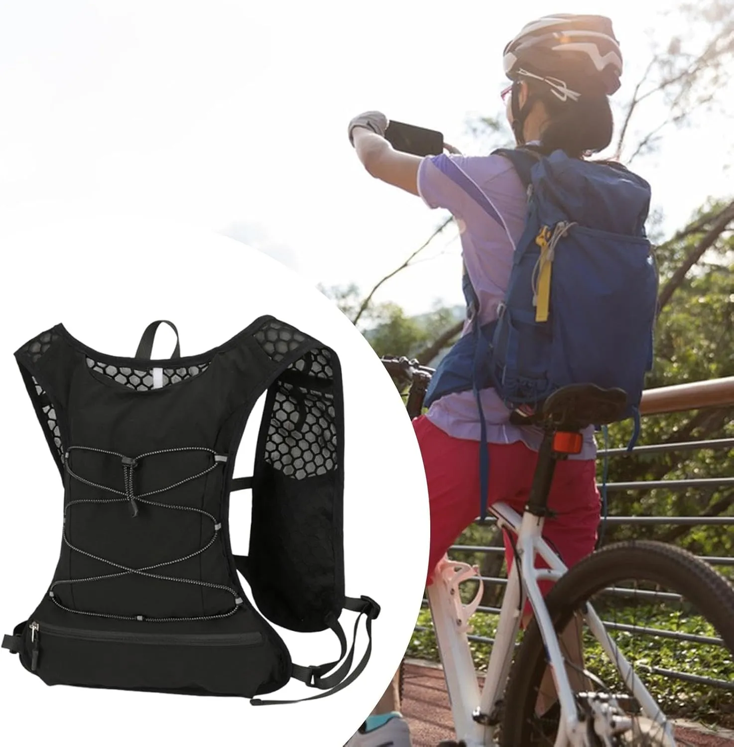 Women Running Vest Water Pack Comfortable Runner Rucksack Portable Hydration Backpack Sports Bag for Hiking Climbing Race