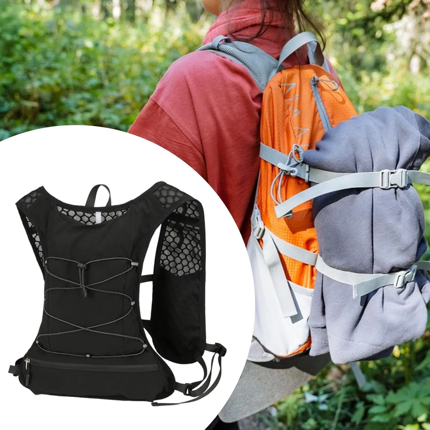 Women Running Vest Water Pack Comfortable Runner Rucksack Portable Hydration Backpack Sports Bag for Hiking Climbing Race