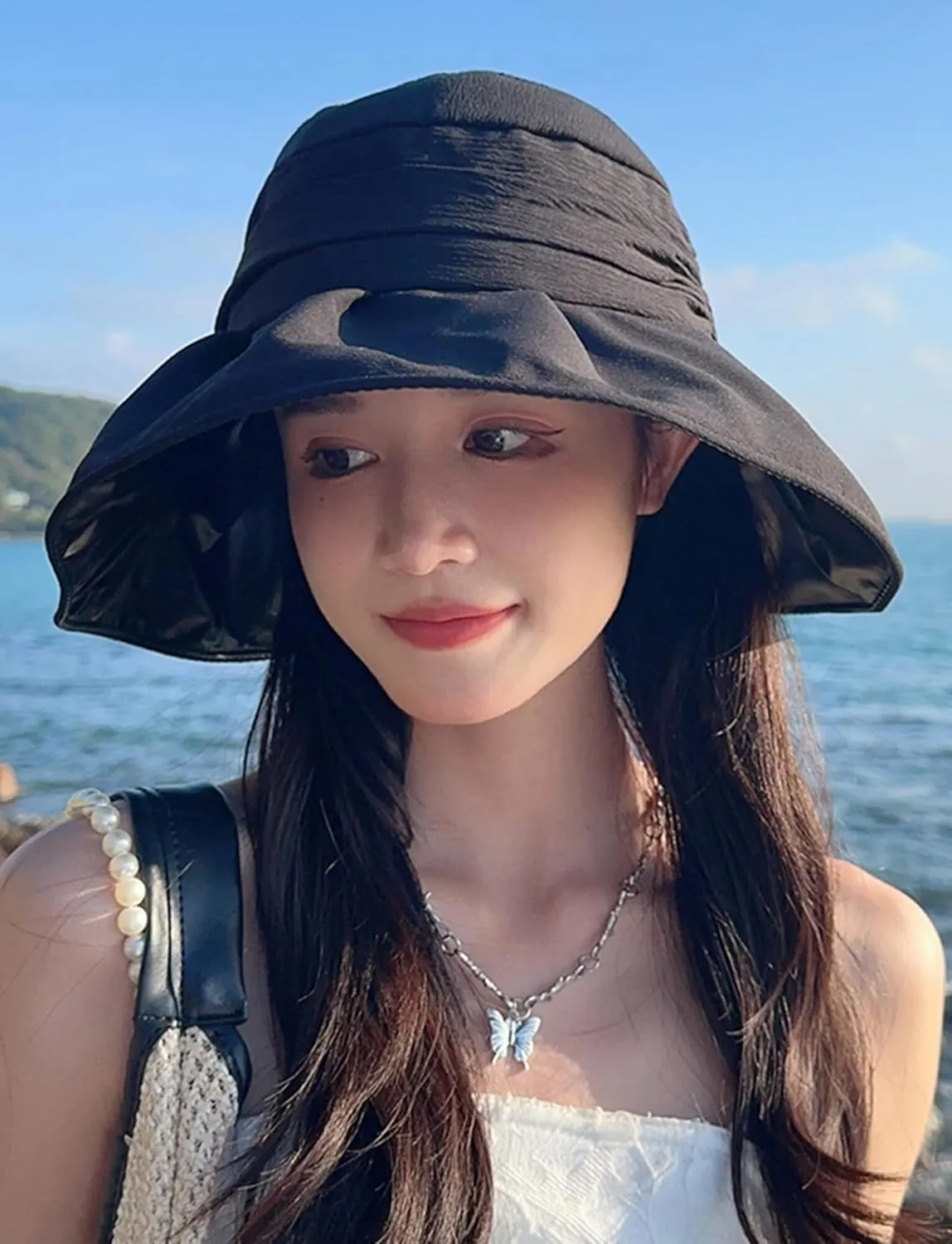 Women's Sun Hat Wide Brim Beach Sun Protection Bucket Hat for Summer Fishing Cap Gardening