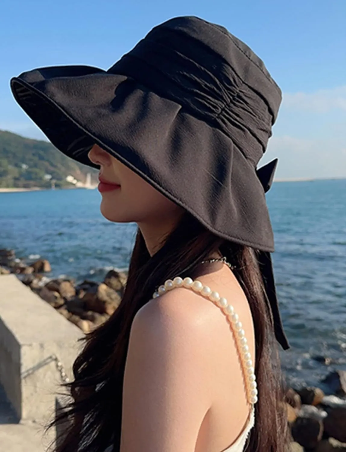 Women's Sun Hat Wide Brim Beach Sun Protection Bucket Hat for Summer Fishing Cap Gardening