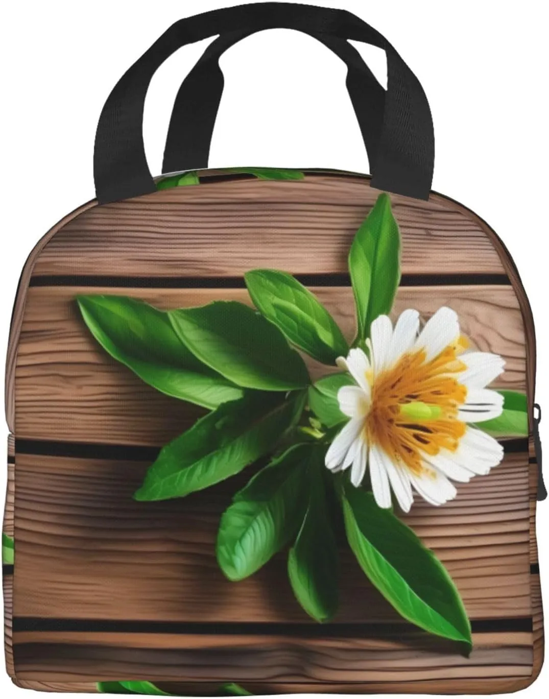 Work Lunch Box,Teal Flower on Plank Travel Lunch Bag for Women Men,Large Capacity Reusable Insulated Lunch Container
