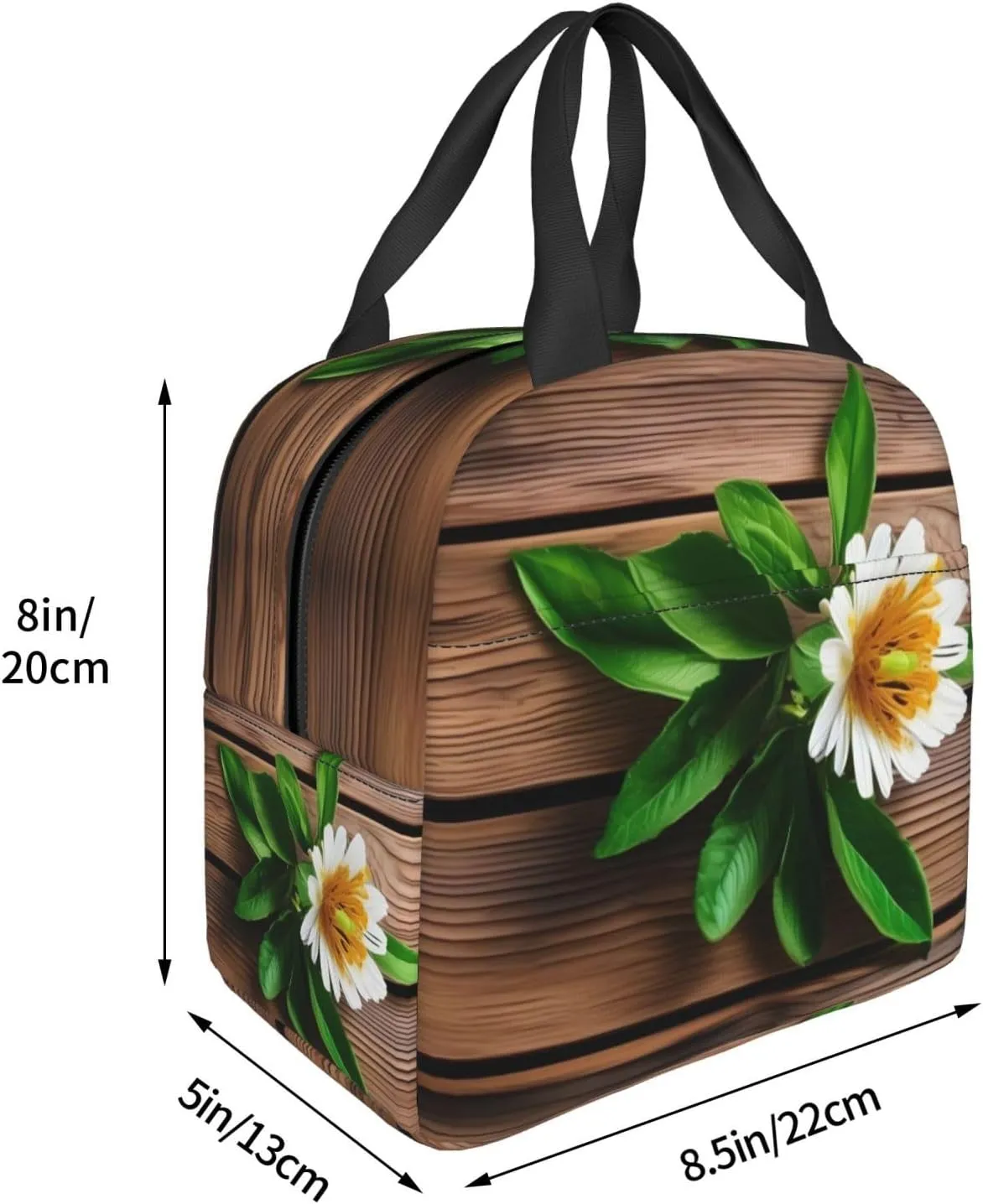 Work Lunch Box,Teal Flower on Plank Travel Lunch Bag for Women Men,Large Capacity Reusable Insulated Lunch Container
