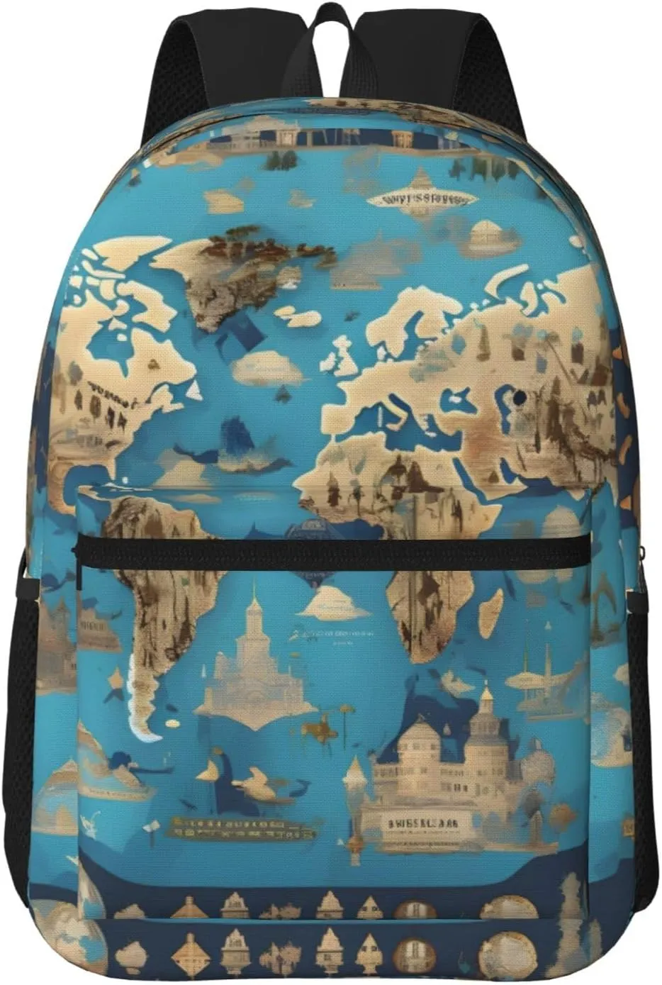 World Geography Map Travel Laptops Backpack For Women Men,Casual Work Bag 17inch Backpacks For Hiking Business