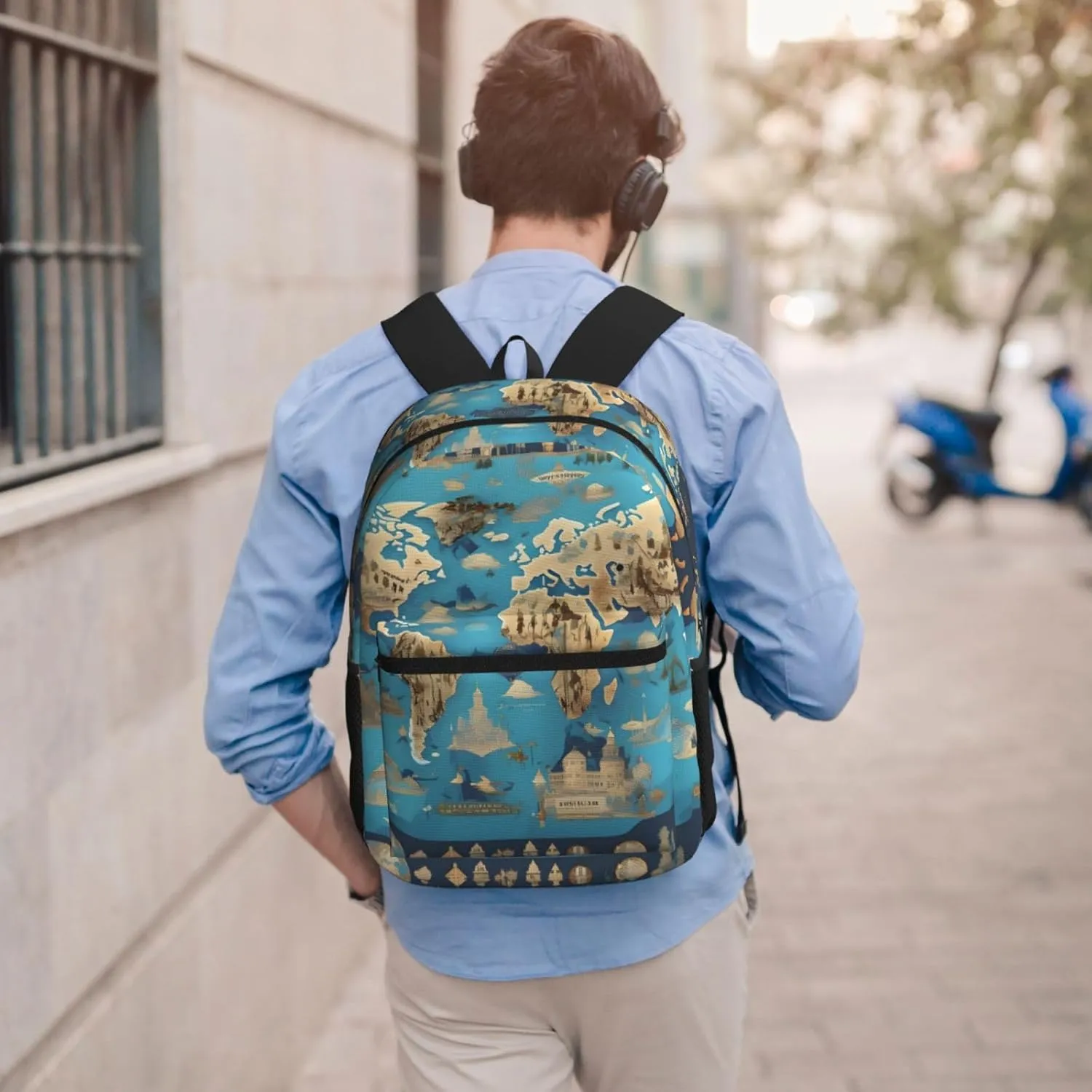 World Geography Map Travel Laptops Backpack For Women Men,Casual Work Bag 17inch Backpacks For Hiking Business