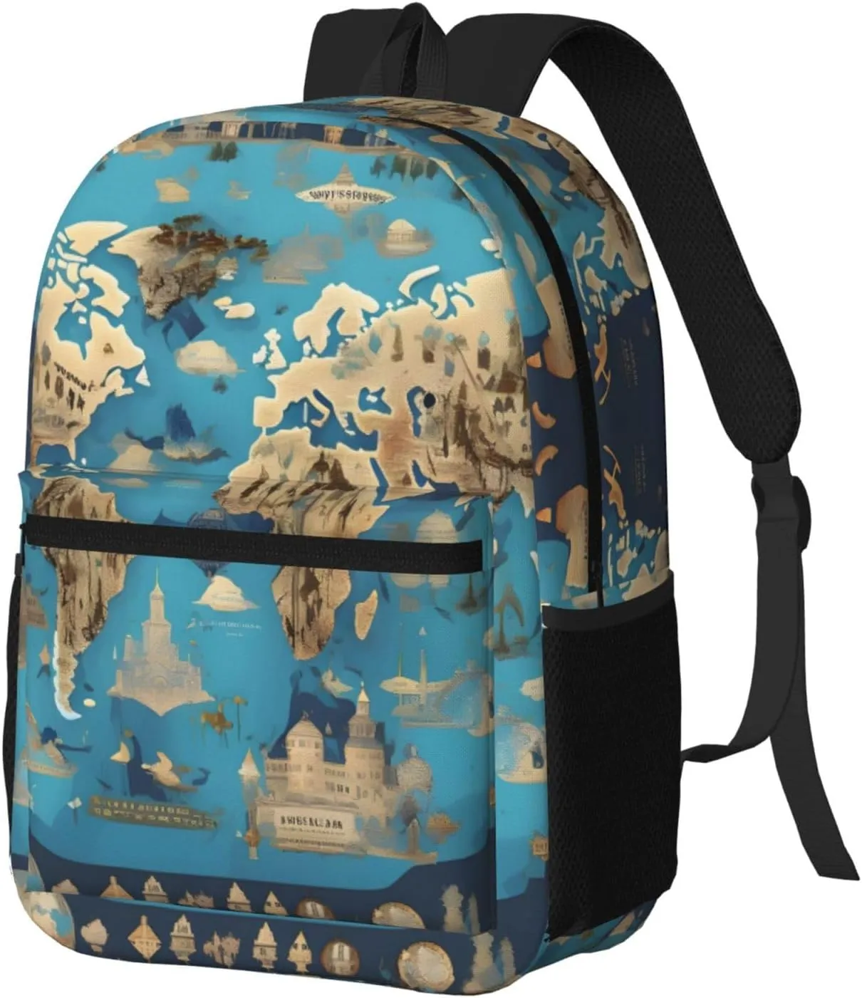 World Geography Map Travel Laptops Backpack For Women Men,Casual Work Bag 17inch Backpacks For Hiking Business