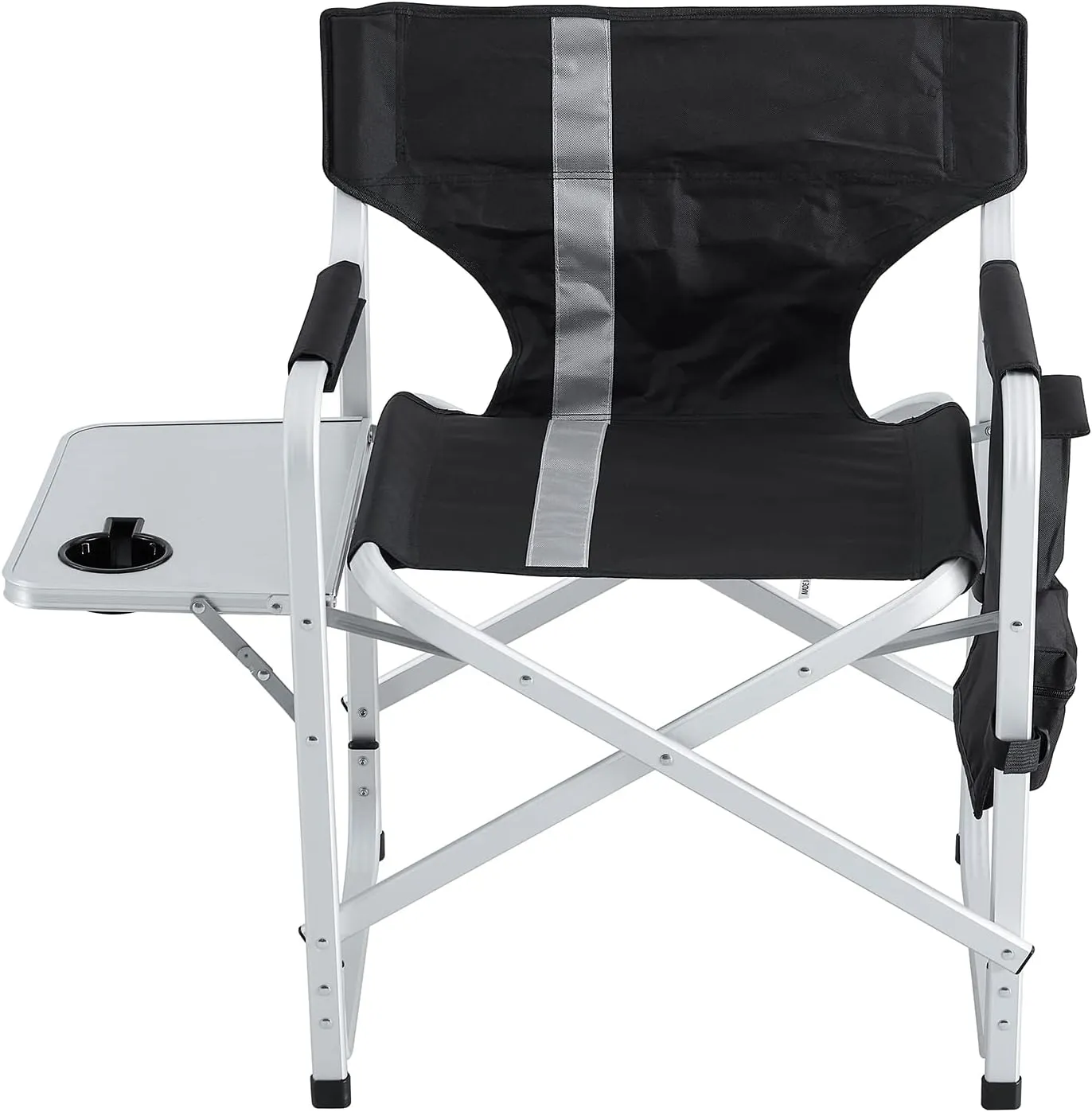 XXL Oversized Folding Camping Chair, Portable Aluminum Directors Chair with Side Table & Storage Pocket, Lawn Chairs for Fishing,Trip,Picnic,Lawn,Concert Outdoor, 2 PCS Black