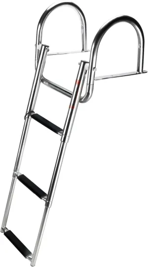 YaeMarine Stainless Steel in-Board 3 Step Pontoon Boat Ladder Telescoping Boat Swim Ladder Folding Dock Ladder for Marine Boat Yacht Swimming Pool