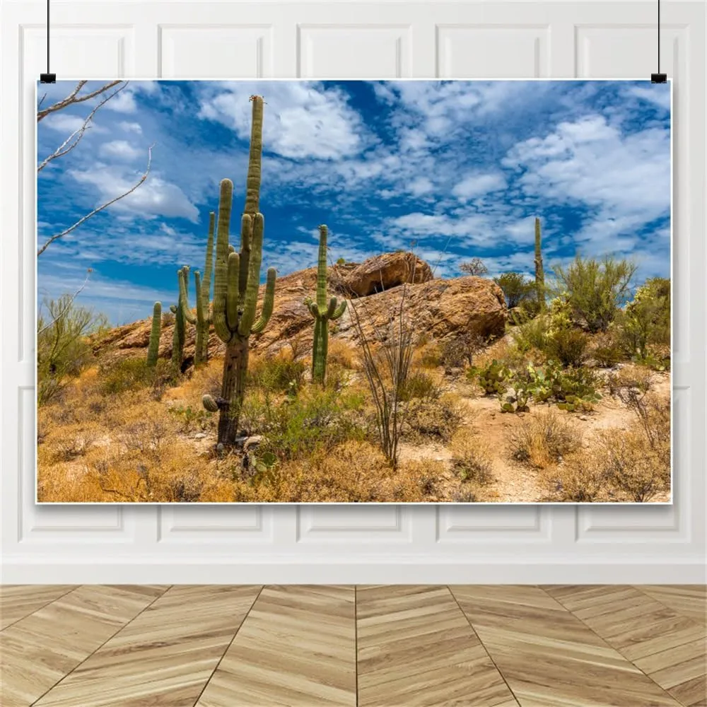 Yeele Western Desert Backdrop Wild West Rodeo Cowboy Cowgirl Cactus Saguaro Plant Decorations Background Mountain Natural Outdoor Adventure Travel Birthday Baby Shower Banner Photo Booth 10x8ft