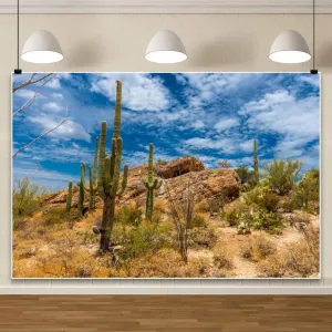 Yeele Western Desert Backdrop Wild West Rodeo Cowboy Cowgirl Cactus Saguaro Plant Decorations Background Mountain Natural Outdoor Adventure Travel Birthday Baby Shower Banner Photo Booth 10x8ft