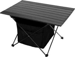 YSSOA Portable Folding Aluminum Alloy Camping Table with High-Capacity Storage and Carry Bag, Large Size, for Camping, Traveling, Hiking, Fishing, Beach, BBQ, Black