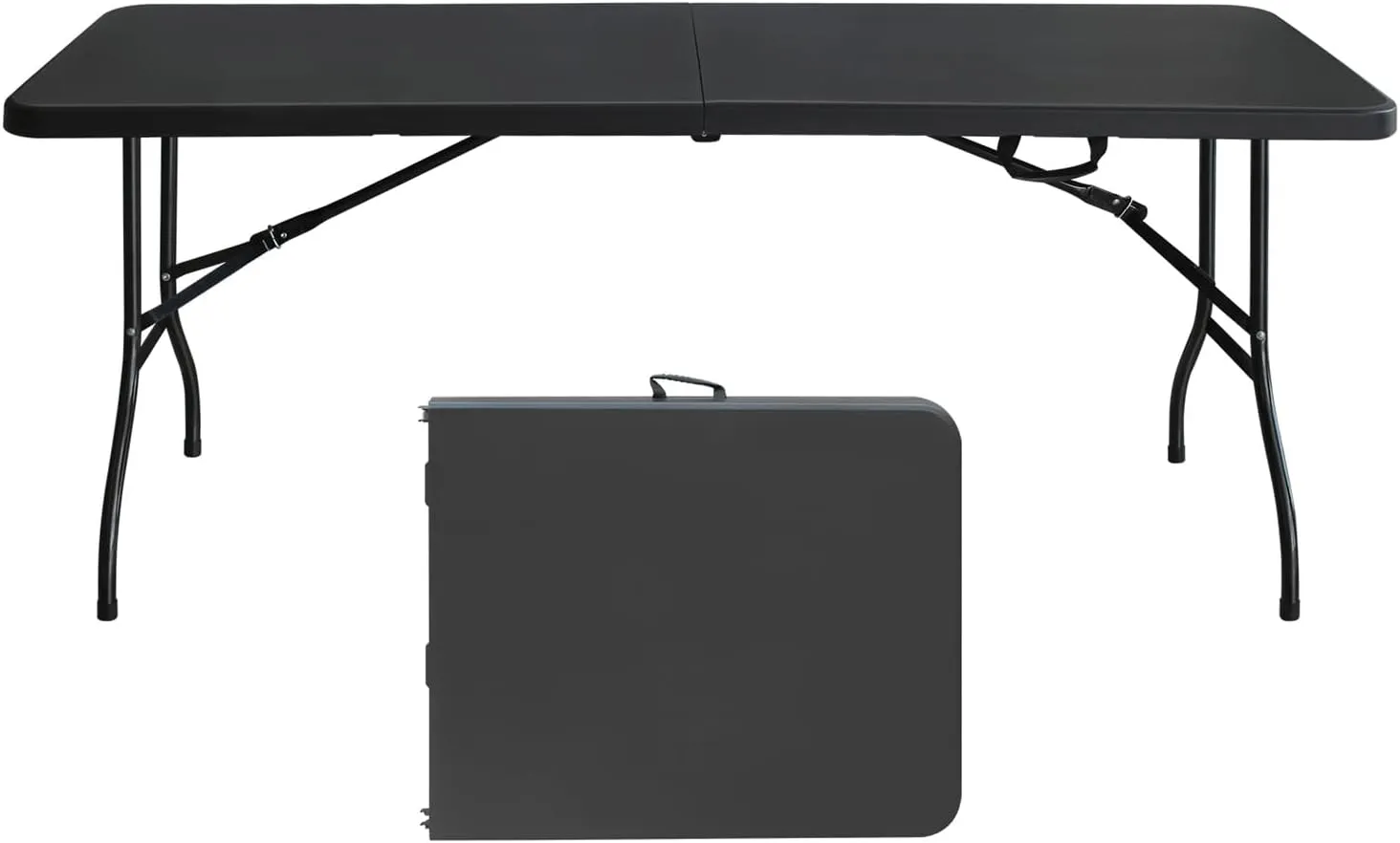 ZeHuoGe Portable Folding Table,Lightweight Picnic Party Dining Camp Table, Folding Banquet Table,Multifunctional Camping Table (Black, 6ft)
