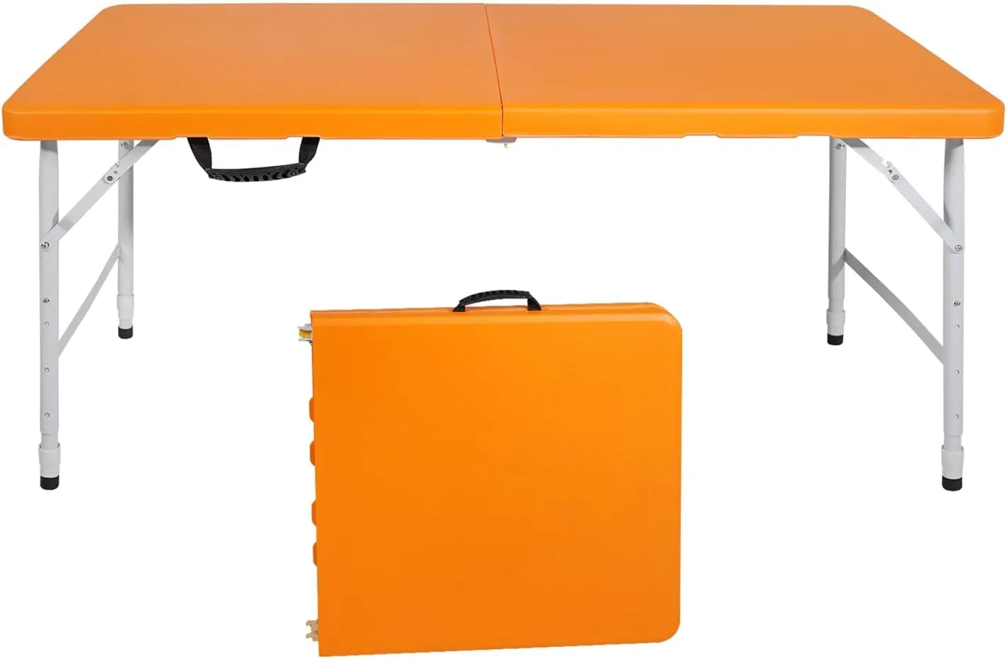 ZeHuoGe Portable Folding Table,Lightweight Picnic Party Dining Camp Table, Folding Banquet Table,Multifunctional Camping Table (Orange, 4ft)